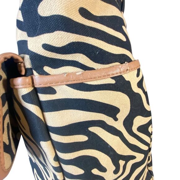Animal Print Canvas Tote Bag Sturdy Dual Handle Multiple Pockets Roomy Craft Bag - Picture 4 of 12